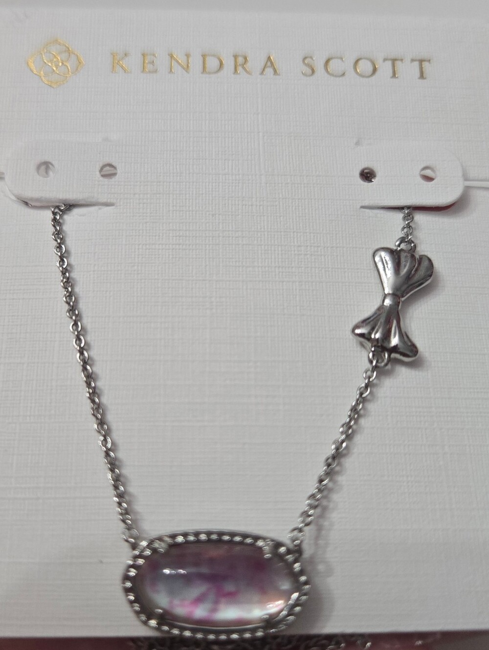 Kendra Scott x LoveShackFancy Bow Silver Elisa Necklace - Picture 2 of 4